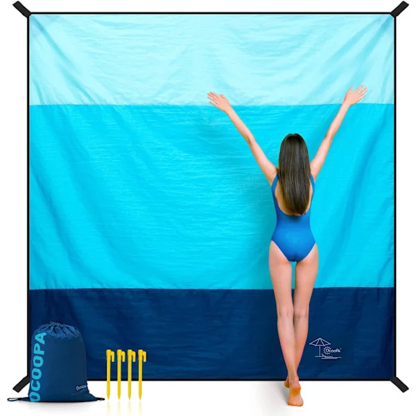 Strandteppe 210 x 200cm Stort, Vanntett, Sandtett, Piknikteppe, for Reiser, Camping, Ferie, etc.-XS1-