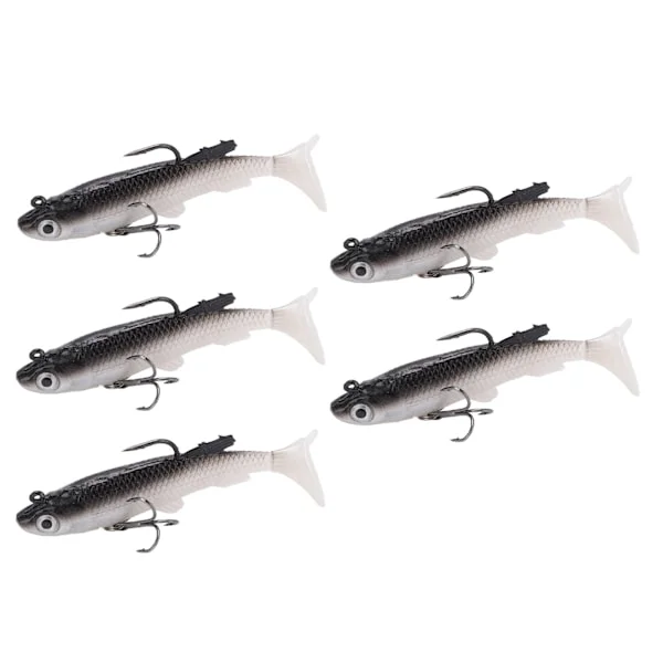 5 stk. Myk kropp synkende swimbait T-hale myk PVC bass sluk ørret agn for saltvann ferskvannsfiske
