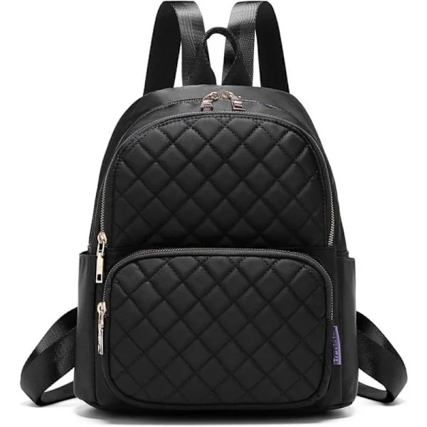 {CA} Ryggsekk Dame Mote Nylon Casual Ryggsekk Liten Dame Ryggsekk Anti, Svart