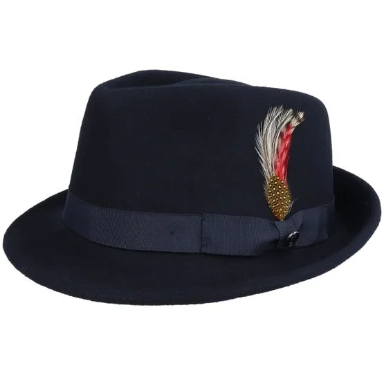 Jaxon & James - Černá trilby Klobouk - Detroit Black Trilby Hat @ Hatstore