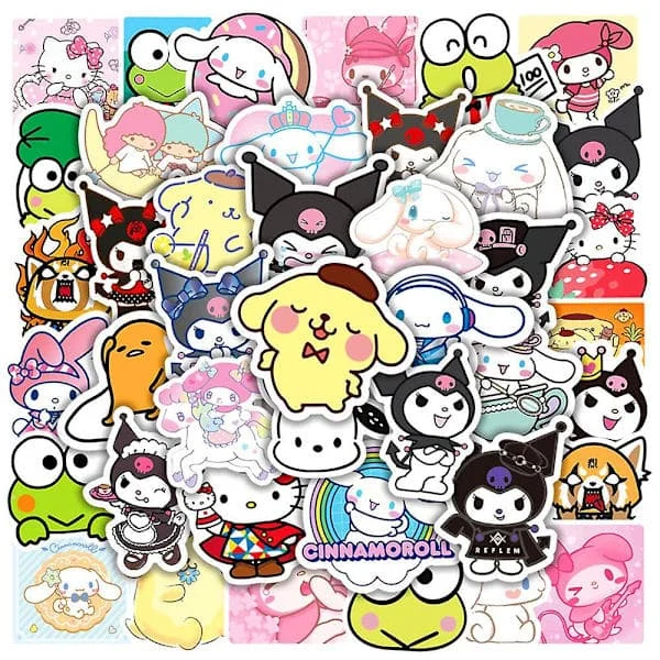 50 stk søde tegneserie Cinnamoroll Sanrio-klistermærker vandtætte Kawaii-klistermærker til bærbar computer, vandflaske, kuffert, telefon, skateboard, 