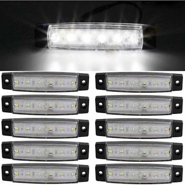 10 stk. 3,8" 6 LED Sidemarkeringslys 12V LED Trailer Positionslys, Bageste Sidemarkeringslys