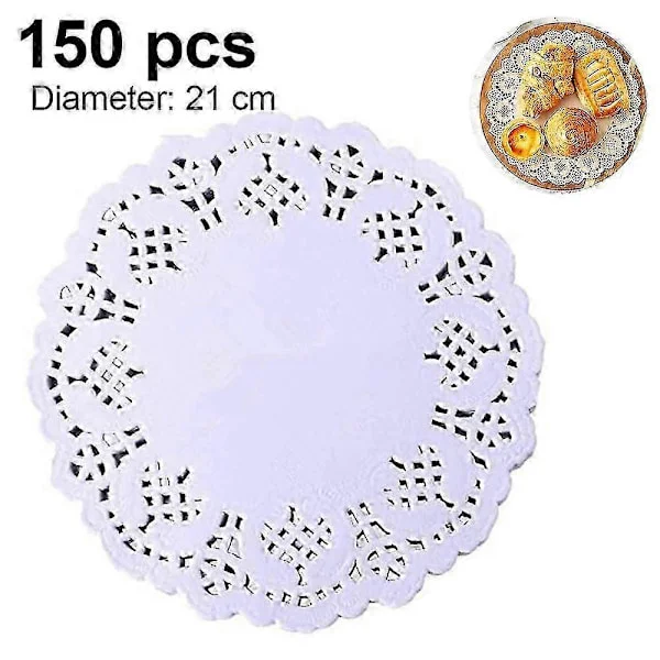 150 papirhvite kaketopper, papirduker, minikrukker