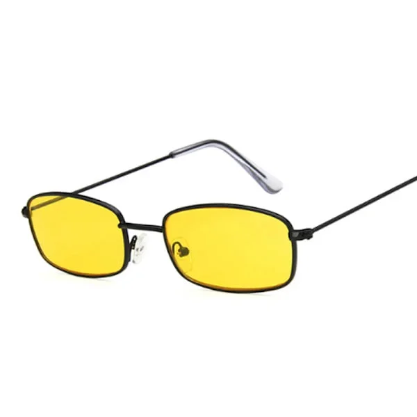Fyrkantiga solglasögon i metall, dam, retro, märke, resa, små rektangulära solglasögon, herr, svart, gul, röd spegel, vintage Oculos De Sol