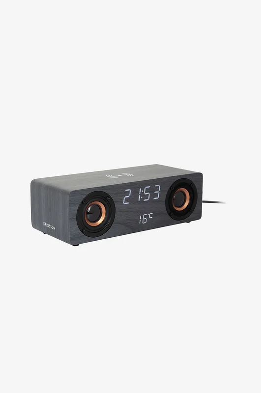 Karlsson - Väckarklocka Classic Bt Speaker Radio W. Phone Charger - Svart - Väggklockor & bordsur - Från Homeroom