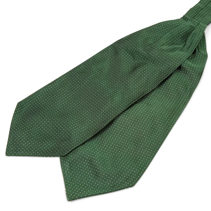 Cravatta ascot in seta verde con fantasia a pois per uomini - Cravatte ascot/Plastron