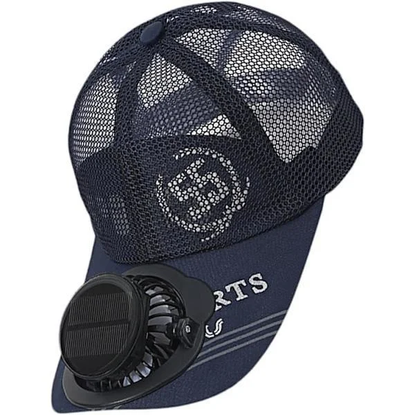 Solcellsdriven keps med fläkt, basebollkeps för män med solcellsfläkt, solskyddskeps med fläkt för utomhusbruk och resor, marinblå