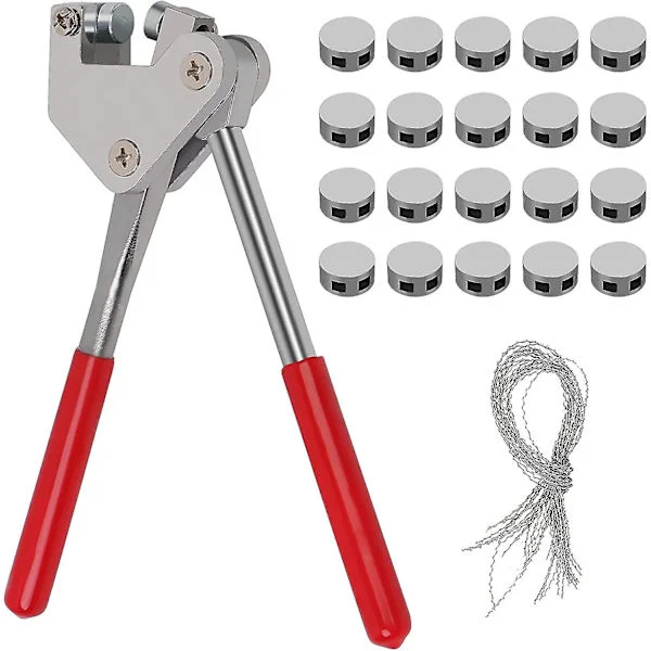 Tænger Plomberingstang Sæt Rød Blyplombe 10mm Plasthåndtag (1x Plomberingstang + 20 X Blyplomber + 20 X Plomberingstråd)-E_tfrf