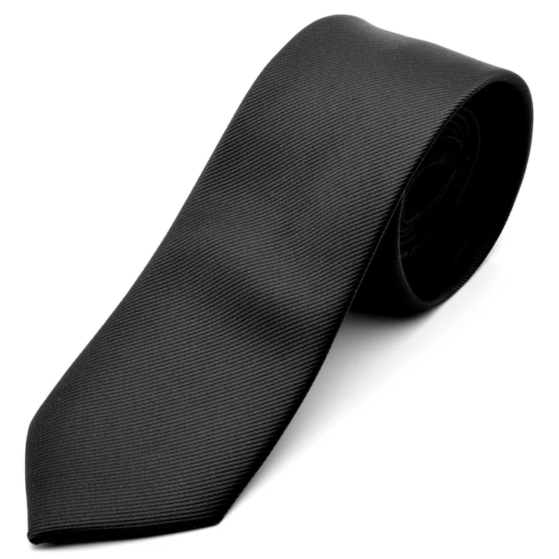 Corbata negra clásica con rayas para hombres - Corbatas lisas
