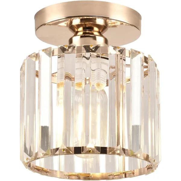 Liten kristallkrona, guld kristallkrona modern LED-taklampa hängande armatur belysning för sovrum kök hall entré balkong-FF-