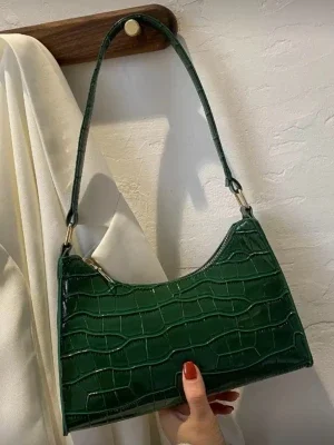 Grön croco handväska