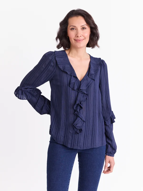 MATCH - Scarlett bluse - Va Vite - Str. 38 - Dame - Skjorter & Bluser - Blå - 88% viskose, 12% polyamid