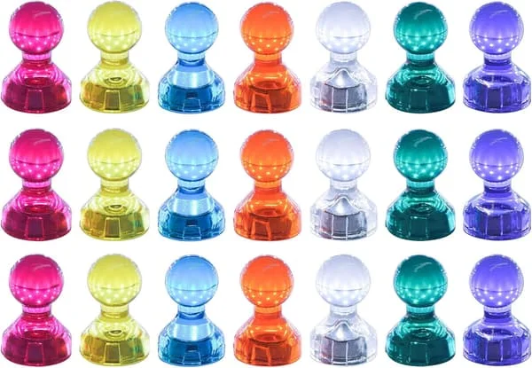 21 Refrigerator Magnets, Strong Magnetic Push Pins for Refrigerator in Various Colors, Whiteboard Bulletin Board