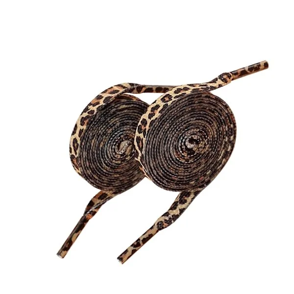 Leopardmønstrede skolisser 120 cm flate skolisser i polyester for joggesko og løpesko