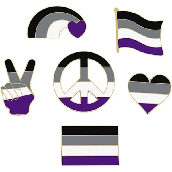 6 stycken Lgbt Pride Broscher Färgglada Pin Emalj Etikett För Kostym Halsduk Kappa Ryggsäck Kläder Tillbehör Svart -