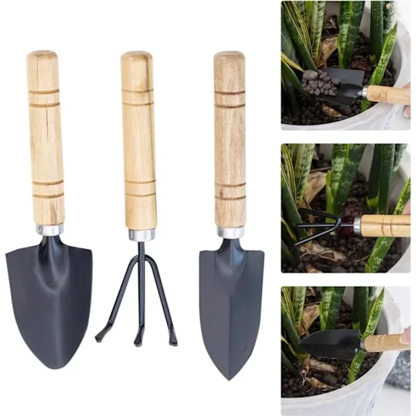 Hageredskapssett 3 stk mini spade rake hageplanteverktøy hageredskaper for blomster potteplanter hageredskaper