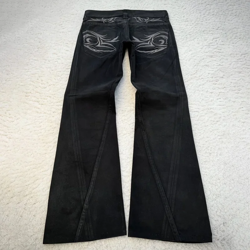AliExpress - Vintage X Ray Waxing Tribal Stickerei Herren Flared Jeans Gothic High Street Unisex Punk Slim Fit Jeans Y2K Baggy Flared Jeans