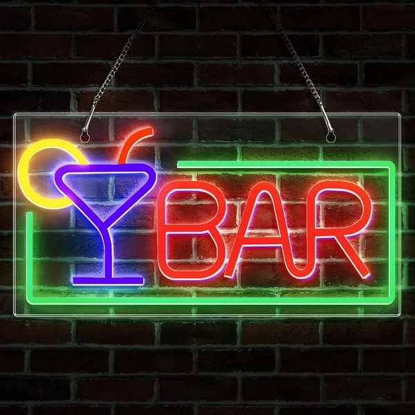 Neon LED -koriste, BAR-valokyltti, 42×22×2CM Neon-valokyltti LED-kyltti USB-pistokkeella baariin, kotibaariin, klubiin, pubiin, kauppaan
