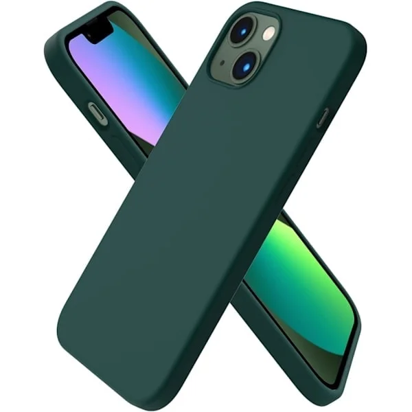 iPhone 13 Cover, Flydende Silikone Cover til 6,1 tommer iPhone 13, Ultratyndt Cover, Fuld Dækning Stødsikkert Beskyttende Blødt Cover Olivengrøn 