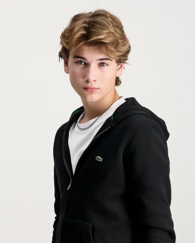 Lacoste LCB CORE FLEECE FULL ZIP HOODI Svart Hettegensere/Hoodies Gutt - Kids Brand Store