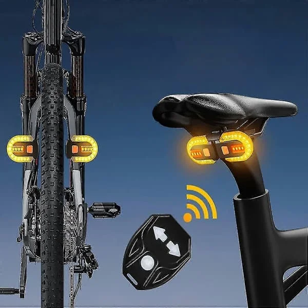 Cykel Blinkers Lampa Med Trådlös Fjärrkontroll, Tvådelad Baklampa Med Indikator, USB Uppladdningsbar