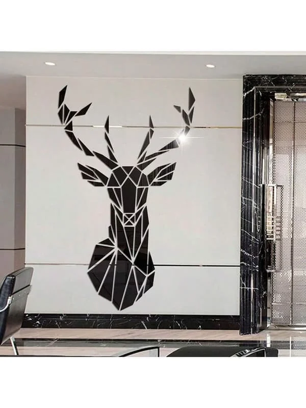 3D Mirror Wall Decor, Self-Adhesive Acrylic Mirror for DIY Home Decoration Black