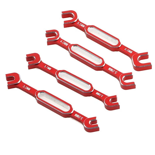 Shock Absorber Adjustment Wrench, Tension Nut Ball Joint Removal Tool for RC Car 3/3.2/3.5/3.7/4/5/5.5/6mm - Red