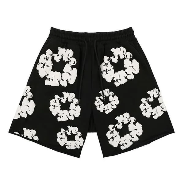 Denim Tears Herre Dame Street Style Hip Hop Casual Shorts Sort Sort