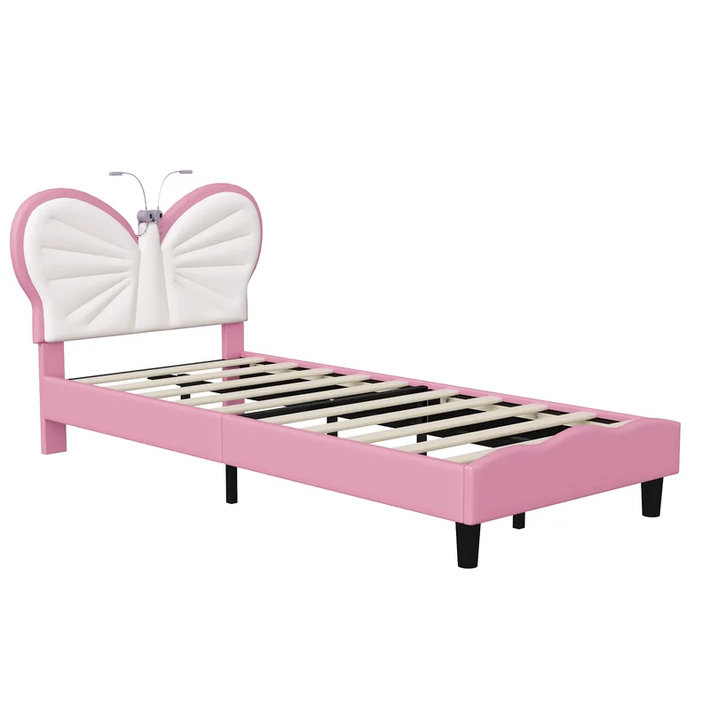 AliExpress - Gestoffeerd bed 90x200cm, kinderbed met ledverlichting, gestoffeerd eenpersoonsbed met houten lattenbodem, bedframe voor meisjes, 