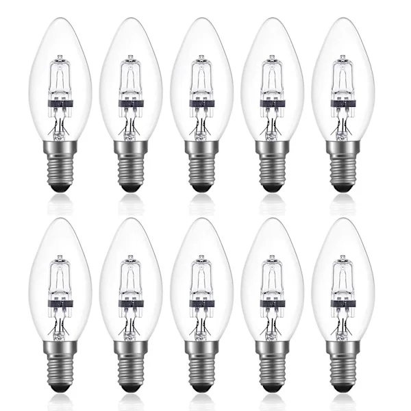 42W E14 C35 Dimbar Halogenlampa AC 220-240V Varmvit 2700K E14 Transparent Halogen Ljuslampa (10st) [DB]
