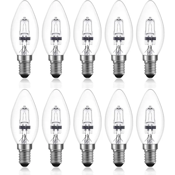 42W E14 C35 Dimbar Halogenlampa AC 220-240V Varmvit 2700K E14 Transparent Halogen Ljuslampa (10st) (FMY)