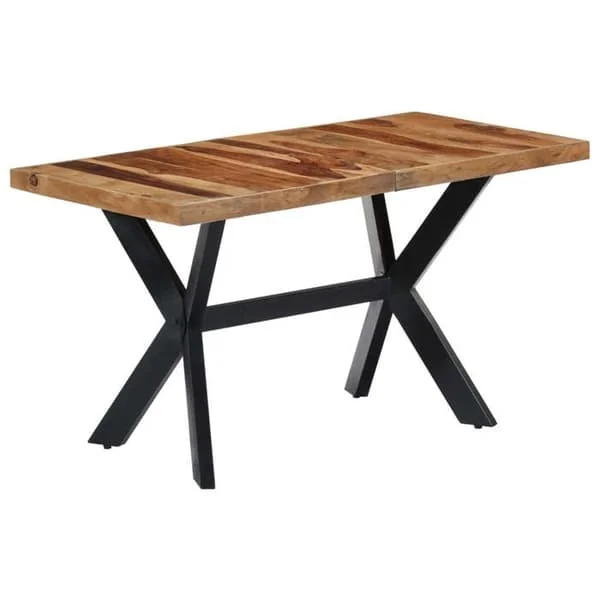 Ruokapöytä - Maison Exclusive - Massiivipuu - 140 x 70 x 75 cm - Teräspylväät, vintage-tyyli