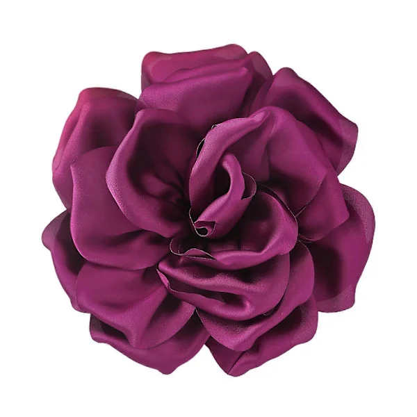 Elegant Fabric Rose Lapel Pin Handmade Flower Brooch Stylish Corsage Badge Fashion Accessory for Parties and Dinners Purple Red