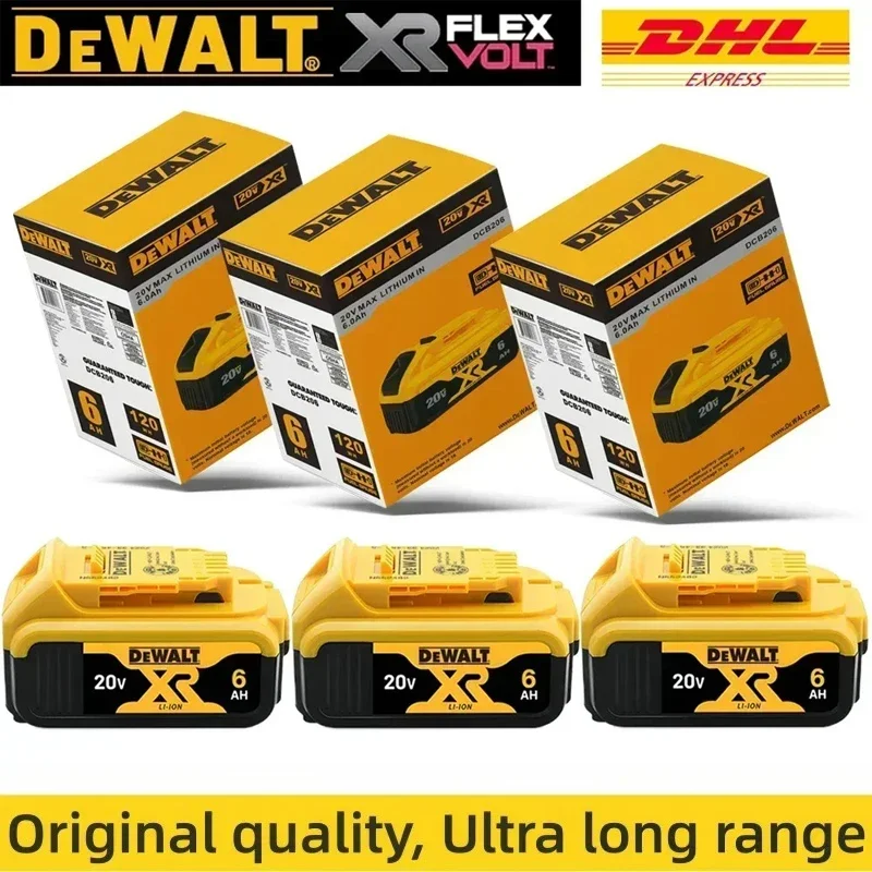 AliExpress - Batteries DeWalt 100% originales 20V 6000mAh Li-ion pour outils électriques DeWalt DCB206 DCB205 DCB204 DCB200, transport aérien