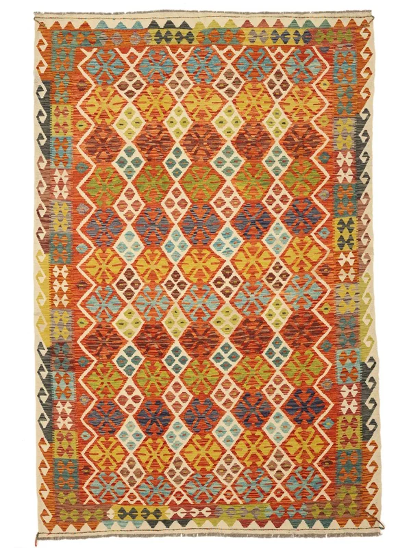 Kelim Afghan Old Style Matta 200X300 Brun/Mörkröd Ull
