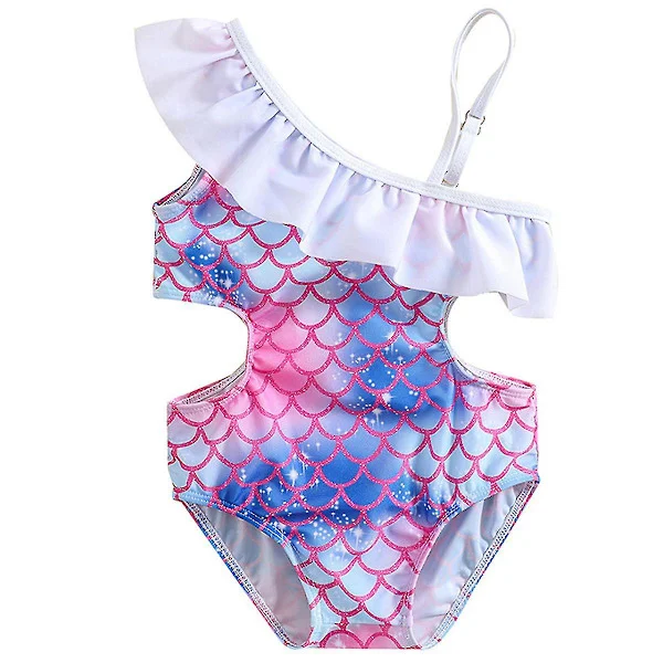Baby Swimsuit Girl Little Girls Swimsuit Girls' Morgan Floral Ruffle 1-shoulder 1-piece Swimsuit ZD B2