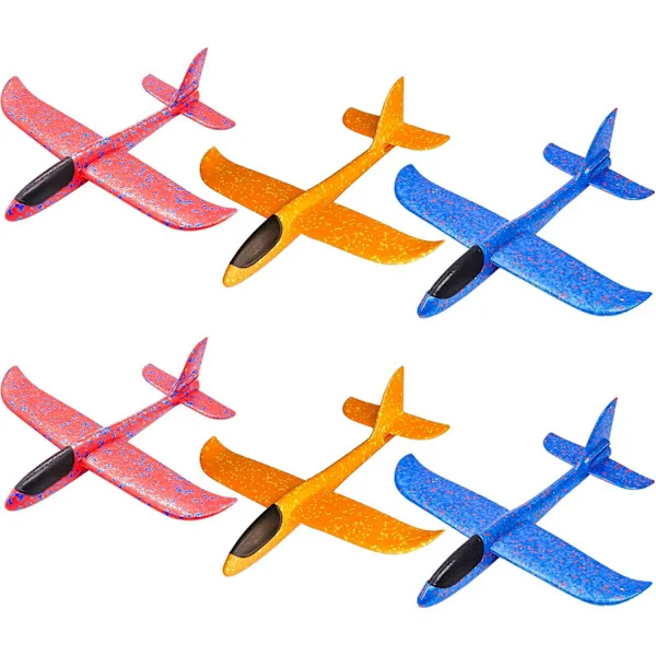 6-pack Foam Airplane Toys, Throwing Foam Glider Planes for Outdoor Activities, Sport Game Toys, Birthday Party Favors-FY-