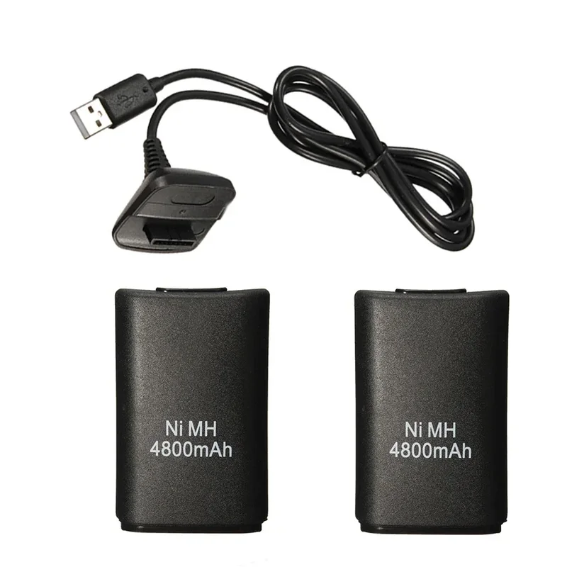 AliExpress - 2 pièces 4800mAh batterie Rechargeable avec 1 câble de chargement pour Batteries de manette de jeu Xbox 360 batterie de contrôleur sans 