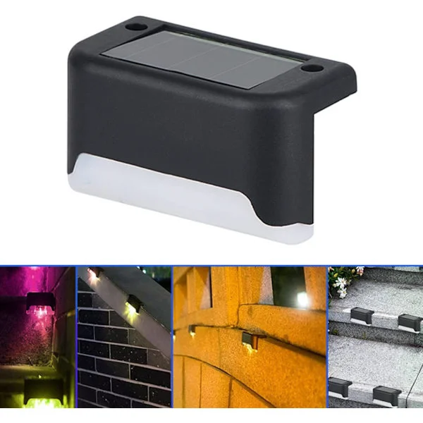 Solcellsdrivna lampor för trappor, 12-pack solcellsbelysning för däck, solcellsbelysning för staket, LED-solcellsbelysning för gångväg och trappor, 