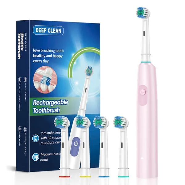 Rechargeable Electric Toothbrush with 4/8 Brush Heads, 5 Cleaning Modes, Fully Automatic Sonic Toothbrush for Oral Cleaning