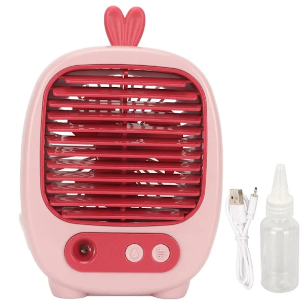 USB-bordventilator 3 hastighedstilstande Tågespray USB-opladning 1200mAh batteri Klimaanlægsventilator til kontor familie bord lyserød