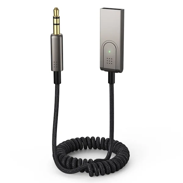 Bluetooth Aux-kabel för bil/Aux Bluetooth-adapter för bil, Bluetooth 5.0-mottagare för bil med 3,5 mm AUX-uttag och USB Grå Grå
