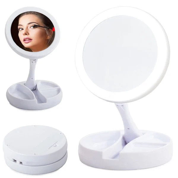 Sminkspegel med LED-belysning 1x/10x 180° rotation, spegel Ø12,5 cm