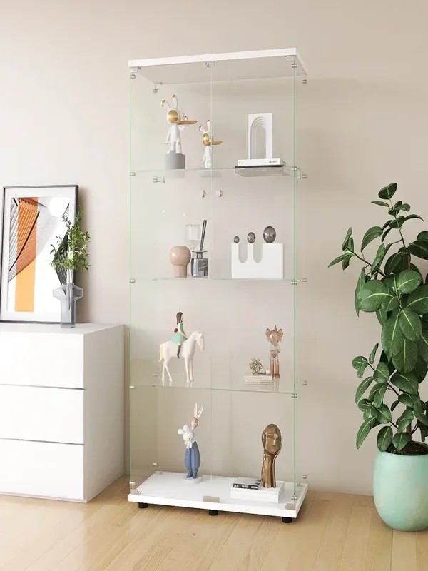 AliExpress - Comanlai Veiligheids glazen vitrinekast met 2 deuren, 4 planken, slot en gehard glas voor thuis of kantoor decoratie, 165x36x80cm