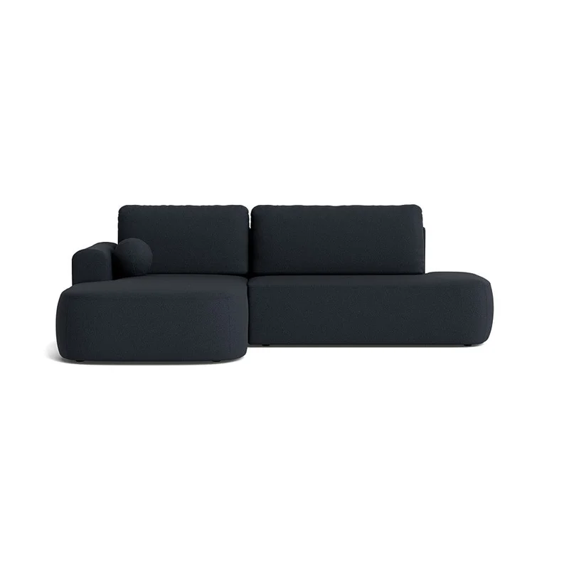 Monza Chaiselongue-Schlafsofa, links mit Stauraum, Loop Dunkelblau, elegantes Design, Bonell-Federkern, modernes Sofa mit Schlaffunktion