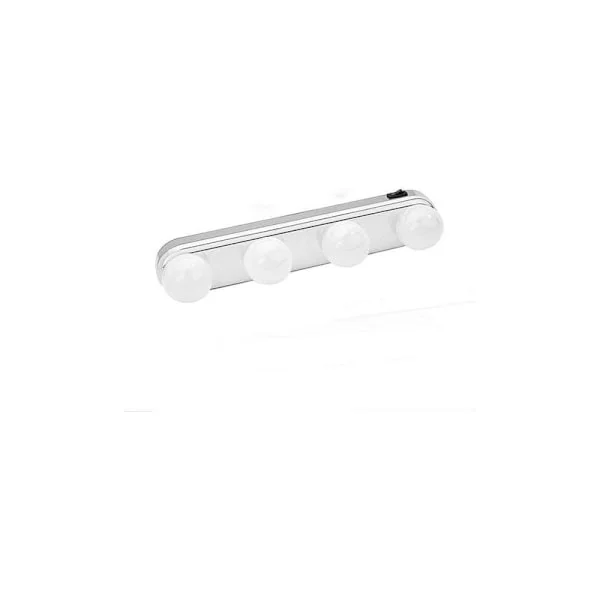 Speillys, Bærbar Sminkelampe Oppladbar Trådløs Lampe med 4 LED-pærer Justerbar Lysstyrke og Farge, Belysning for Sminkebord Speil Baderom
