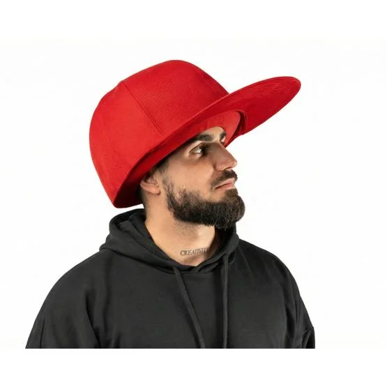 JumboCaps - Rød fitted Caps - Oversized Red Fitted @ Hatstore