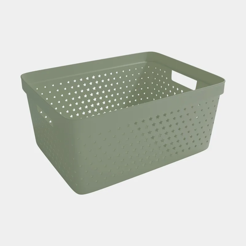 Plastic storage basket Nordiska Plast Store It Star Basket, khaki green, 358 x 271 x 160 mm, 13 litres