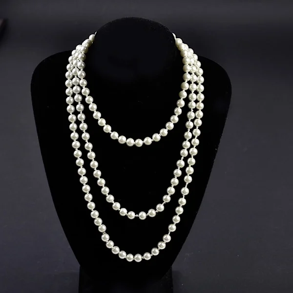 Imitert Perle Langt Halskjede 150cm Trendy Stil Lang Falsk Perle