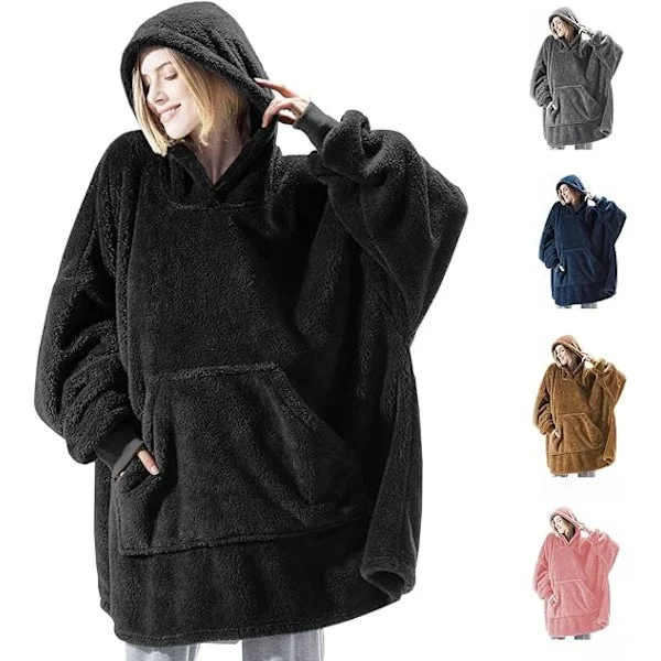 Hoodie-tæppe, Oversized Sherpa Hoodie, Bærbar Hoodie Sweatshirt-tæppe, Super Blød Varmt Behageligt Tæppe Hoodie, One Size Fits All Voksne
